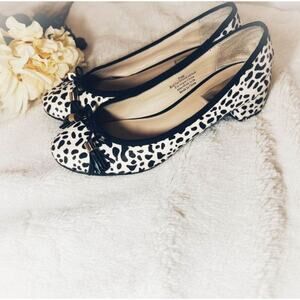Halogen Black White Animal Leopard Print Slip On Round Toe Ballet Flats Size 7.5
